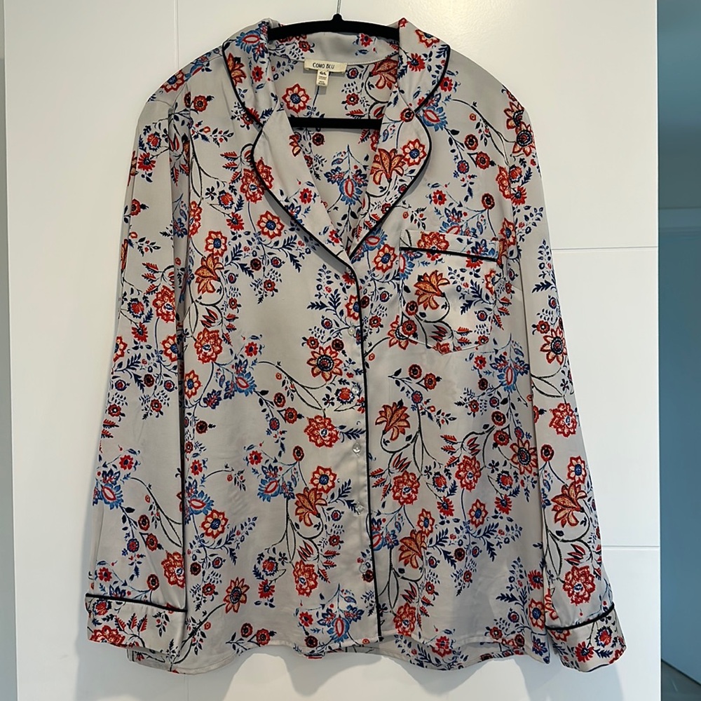 Como Blu Pajama Style Blouse Size L